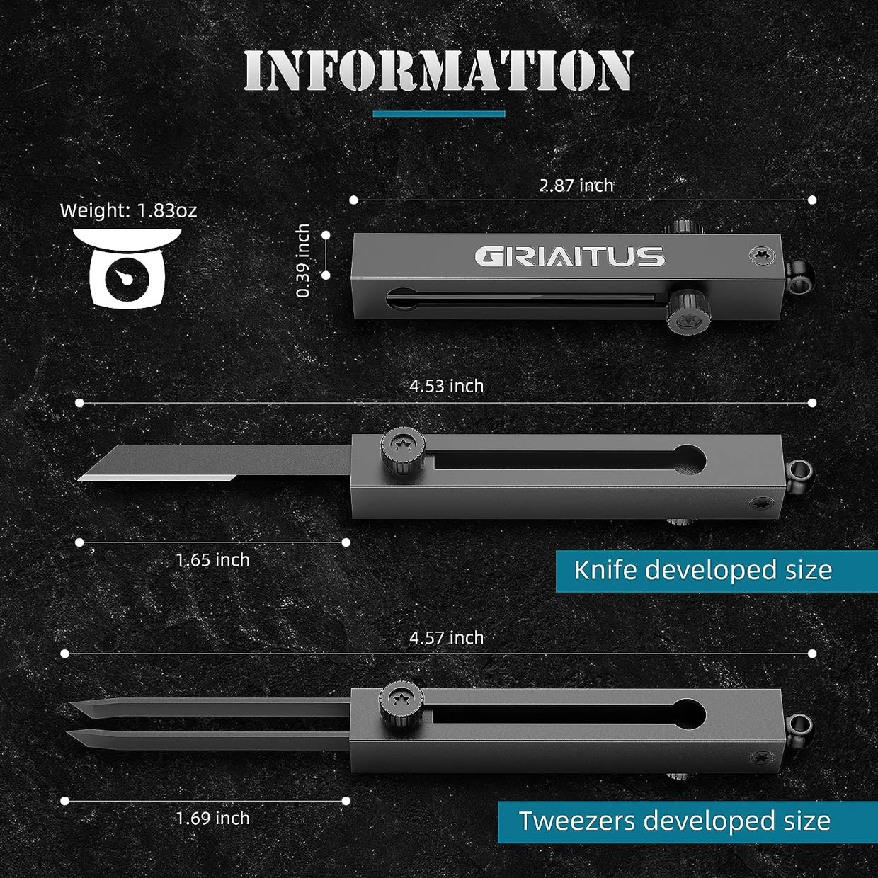 2-in-1 Keychain Tweezers + Knife