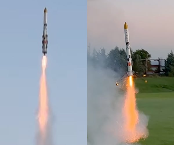 Mini Falcon 9 Rocket Lands After Take-off