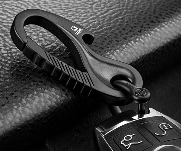 TISUR Titanium Round Carabiner Clip,Spring Hook Key Ring,Small Keychain  Carabiner,with D-Ring for Keys Black Carabiner Key Clip