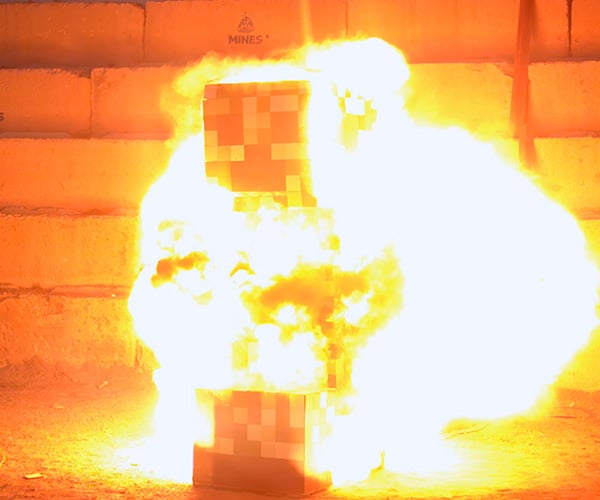 Exploding a Minecraft Creeper in Slow-Motion