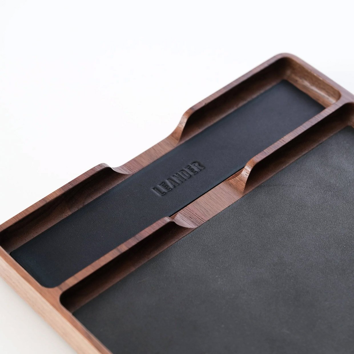 Leander Leather + Wood Valet Tray