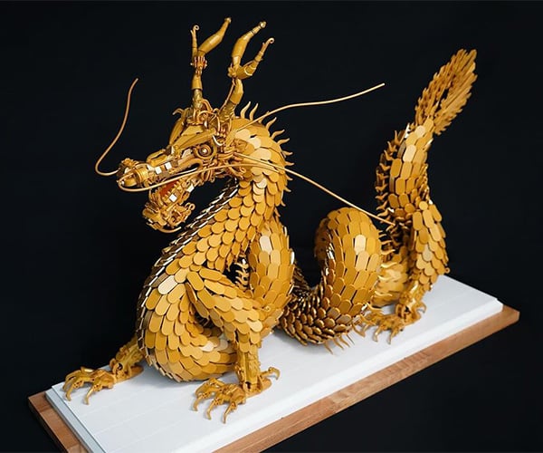 LEGO Golden Dragon Sculpture