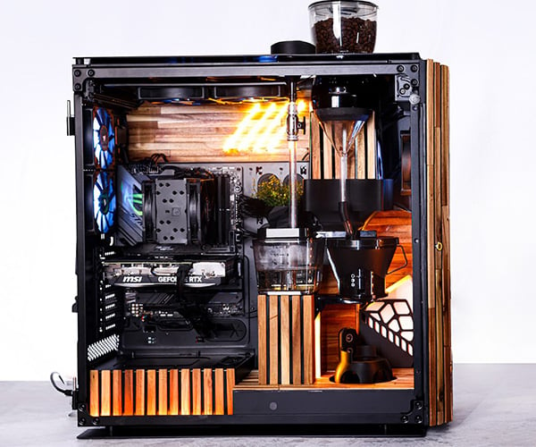 This Custom Gaming PC Has a Built-in Coffee Maker