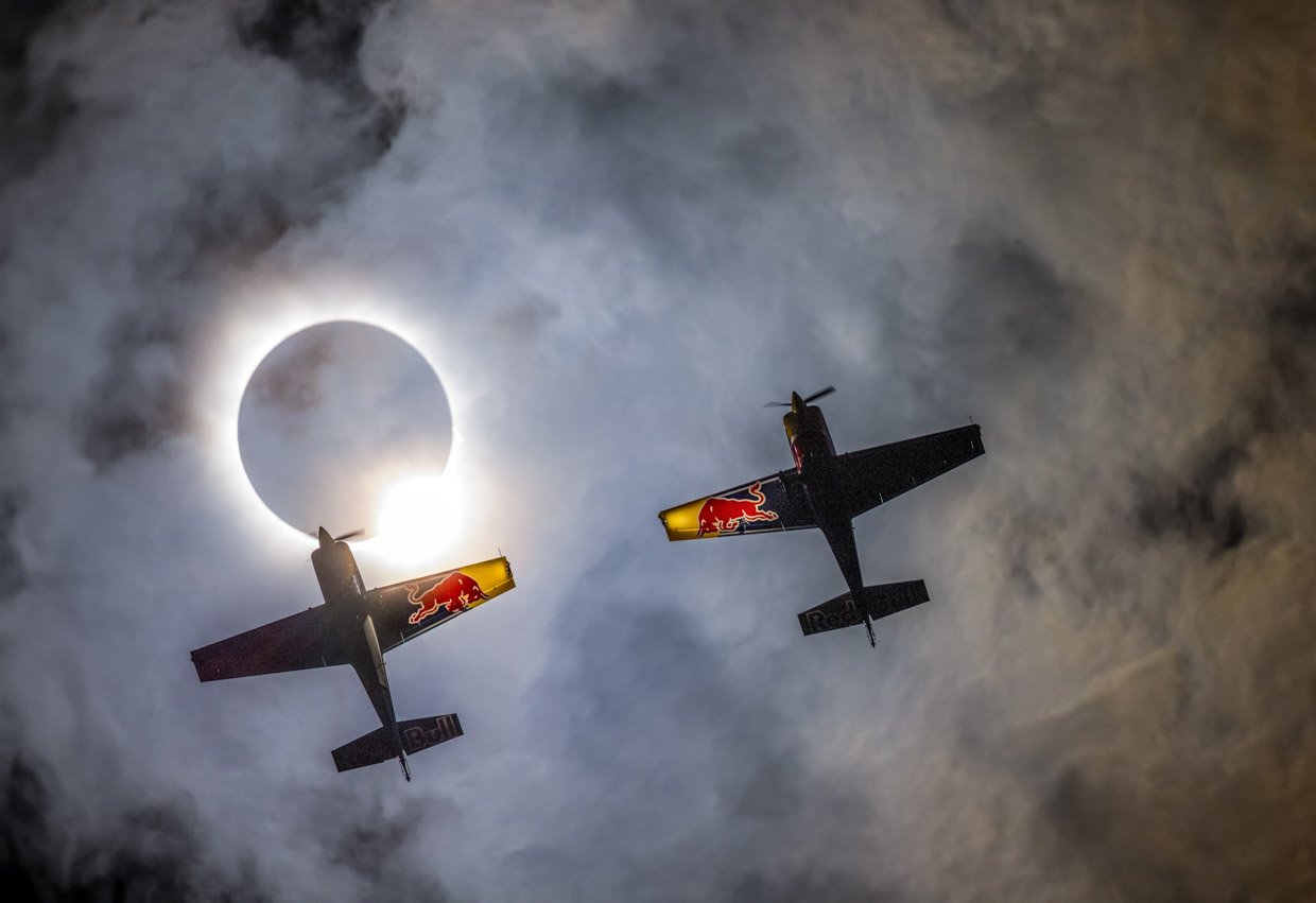 Flying Past the Solar Eclipse