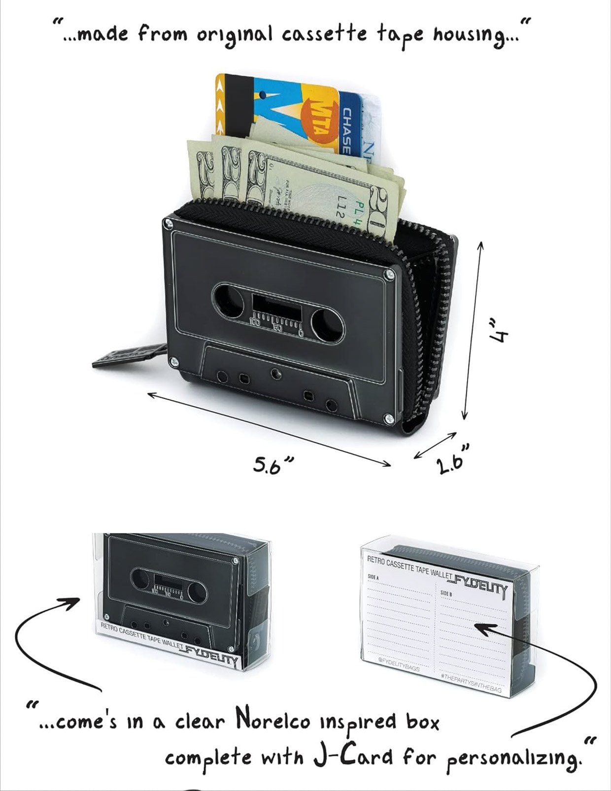 Retro Cassette Tape Zipper Wallet