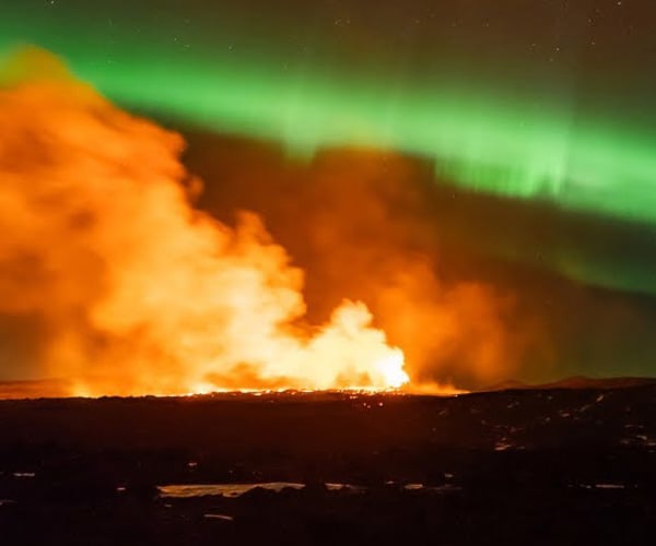 Volcano + Northern Lights in Iceland