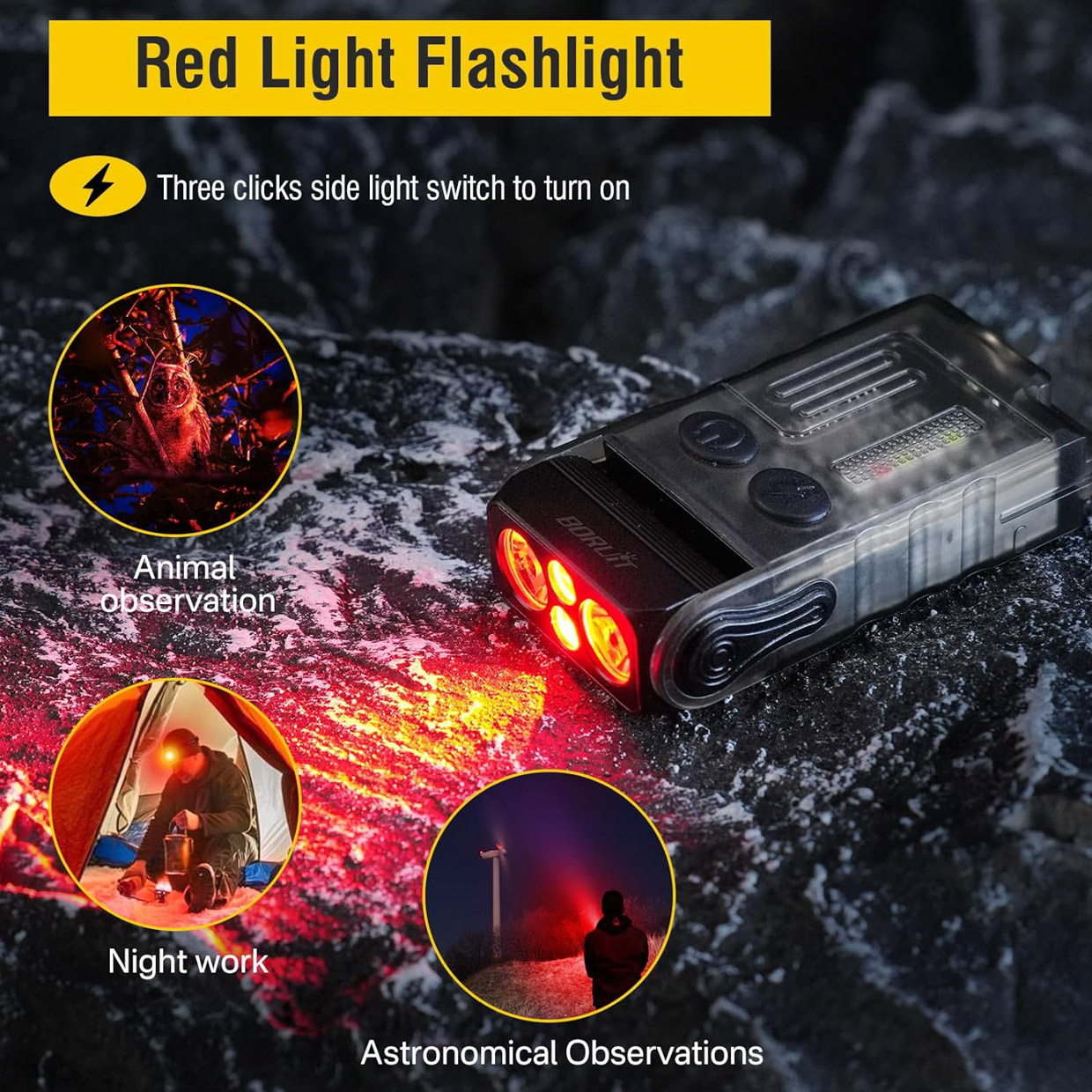 Boruit V20 Pocket Flashlight + Alarm
