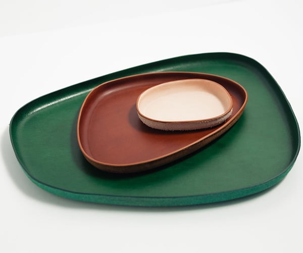 Curvy Leather Catchall Trays