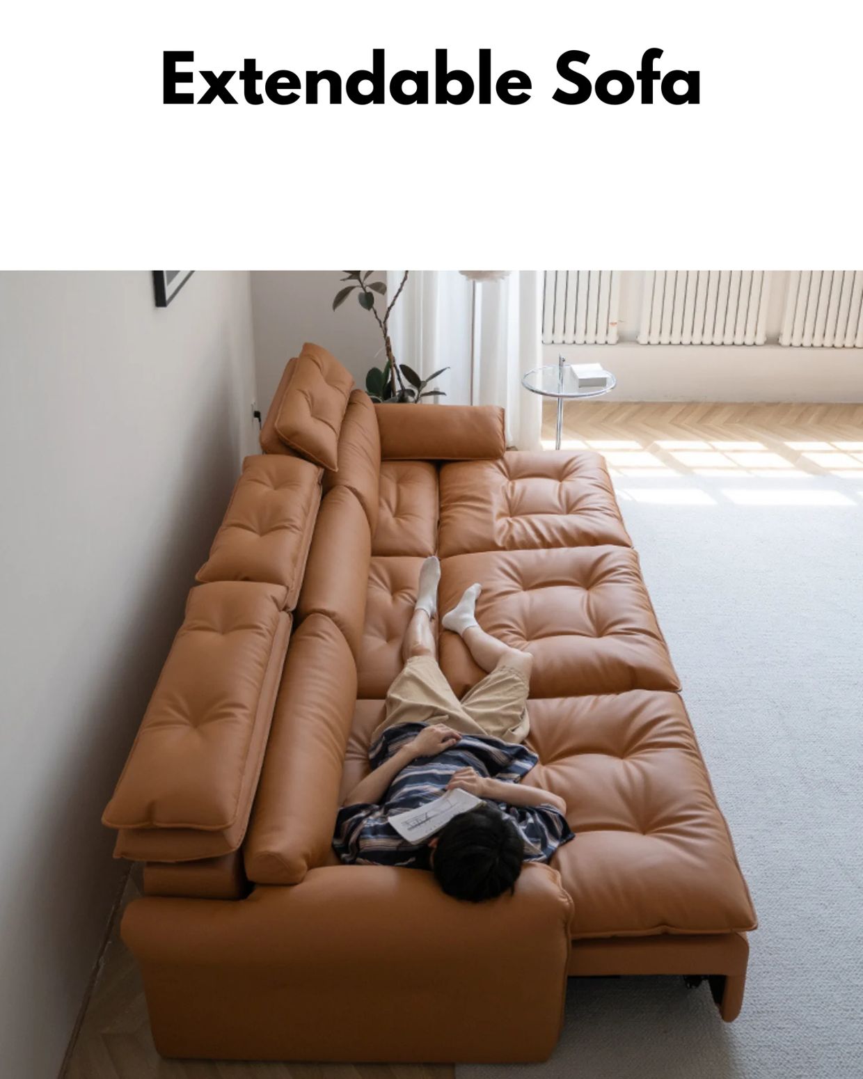 This Electronic Sofa Extends into a Lounge or Single Bed With One Click