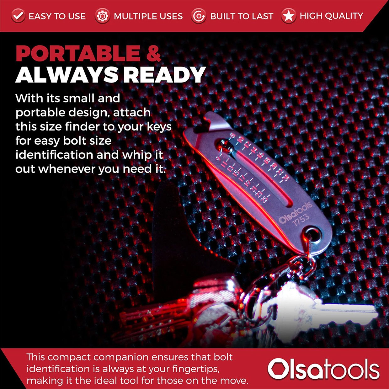 Keychain Bolt Head Size Finder Tool