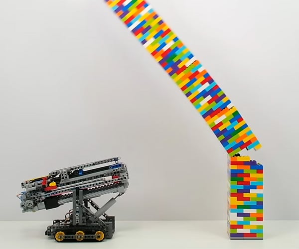 Knocking Over Towers with LEGO Machines