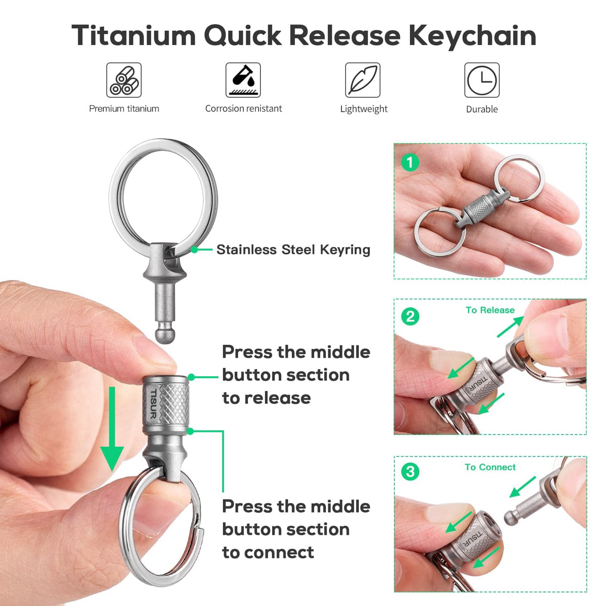 Tisur Titanium Keychain Quick-Release