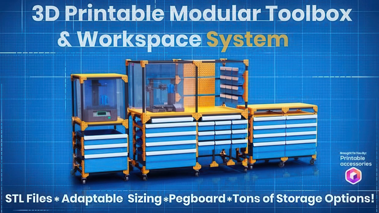 3D Printable Modular Toolbox + Workspace System