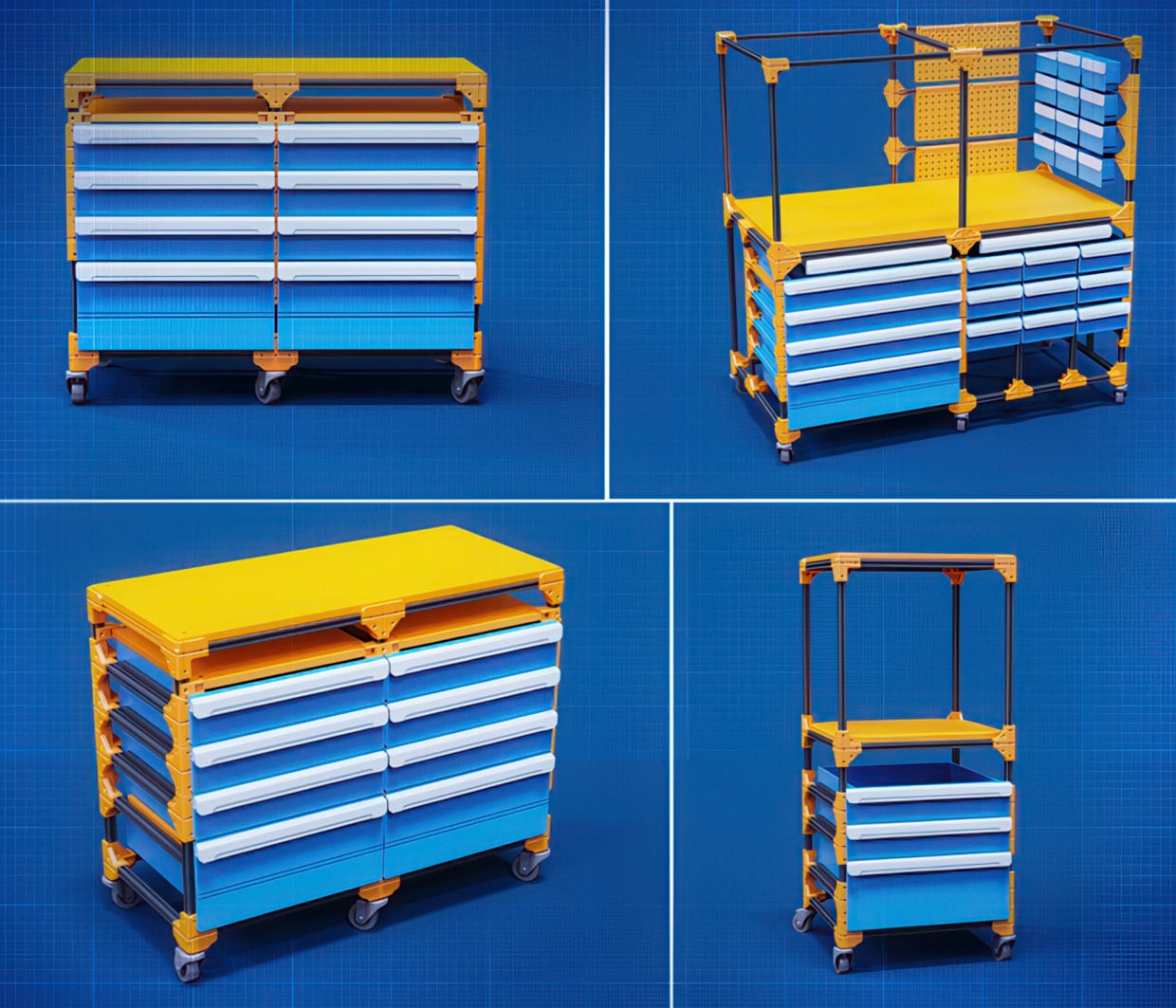 3D Printable Modular Toolbox + Workspace System