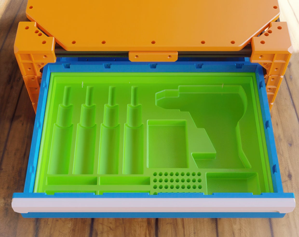 3D Printable Modular Toolbox + Workspace System