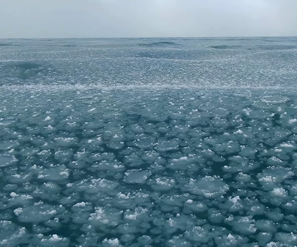 Flying Above Ice Waves