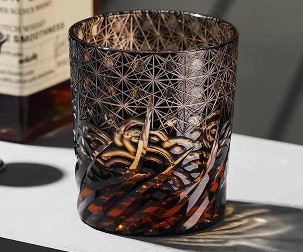 Black Wave Crystal Whiskey Glass