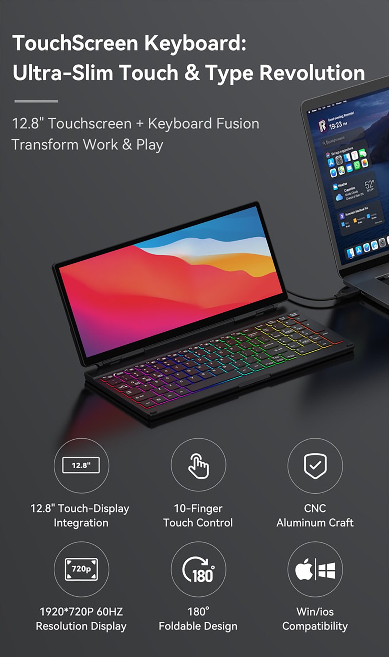 KeyGo Slim Keyboard + Touchscreen