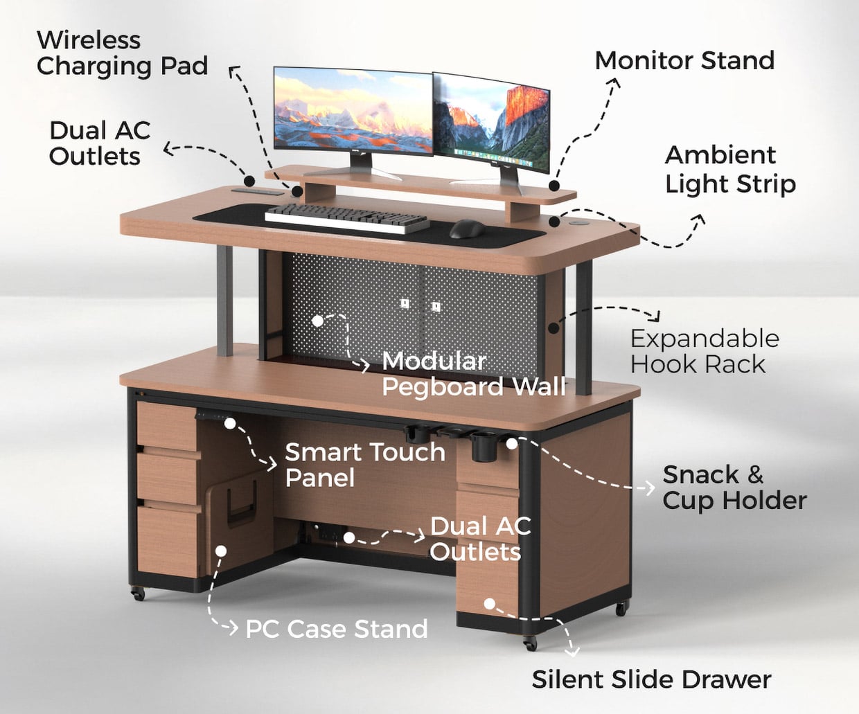 The Domitree Standing Desk Has a Hidden Pegboard (And a Second Desktop)