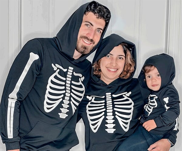 Glow-in-the-Dark Skeleton Halloween Hoodies