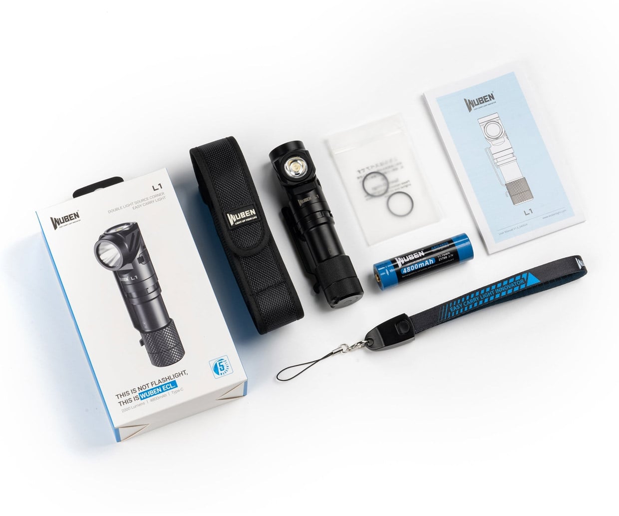 Box Head Rotation Wuben L1: A Dual-Beam Flashlight with a 180º Rotating Head